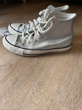 Converse High-Top Metallic Silver Sneakers